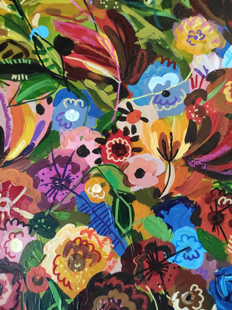 Original Abstract Floral Painting by Sophie Vanderfeld