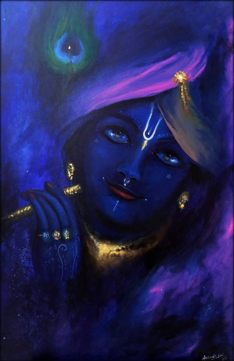 krishna- the most beautiful supreme soul Painting by Anirudh Soni ...