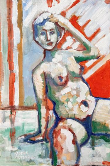 Original Expressionism Nude Paintings by Gaston Rene Moreno Manzo