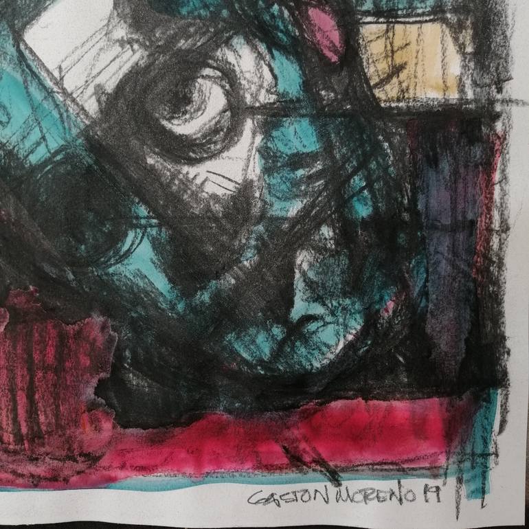 Original Abstract Expressionism Abstract Drawing by Gaston Rene Moreno Manzo