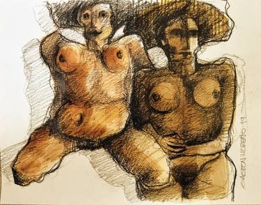 Original Nude Drawings by Gaston Rene Moreno Manzo