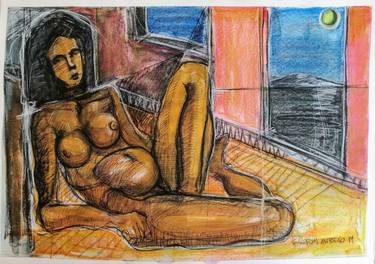 Original Nude Drawings by Gaston Rene Moreno Manzo