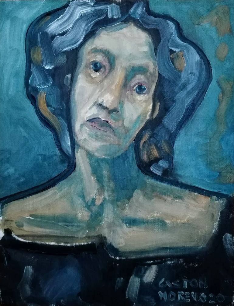 Original Abstract Expressionism Portrait Paintings by Gaston Rene Moreno Manzo