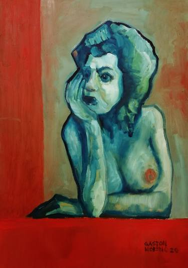 Original Expressionism Women Paintings by Gaston Rene Moreno Manzo
