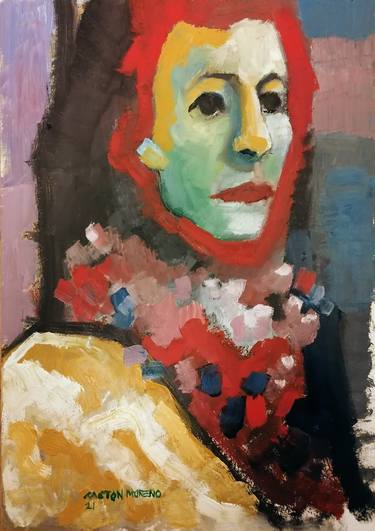 Print of Abstract Expressionism Portrait Paintings by Gaston Rene Moreno Manzo