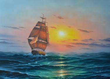 Original Sailboat Painting by Serhii Stoev