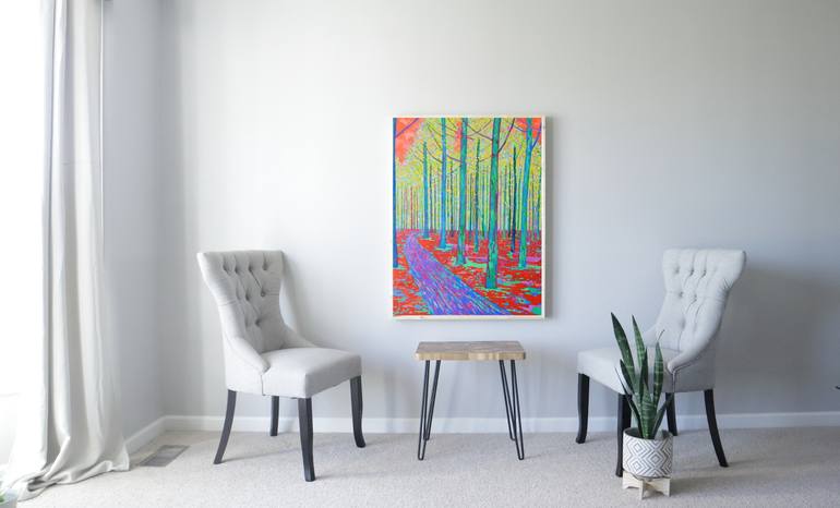 Original Art Deco Landscape Painting by Yeong Choi