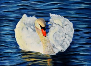 Happy Swimming - Swan Painting thumb