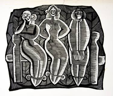 Original Art Deco Women Drawings by pavel zhavoronkov