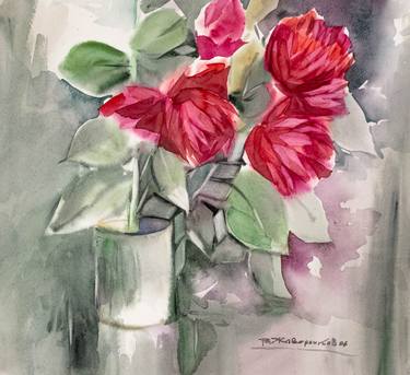 Original Art Deco Floral Paintings by pavel zhavoronkov