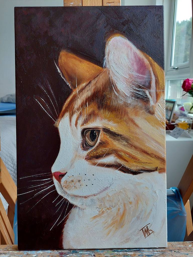 Original Impressionism Cats Painting by Ira Whittaker