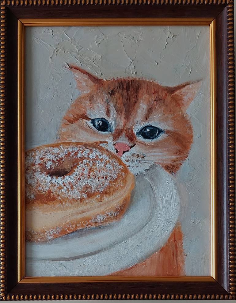 Original Impressionism Cats Painting by Ira Whittaker