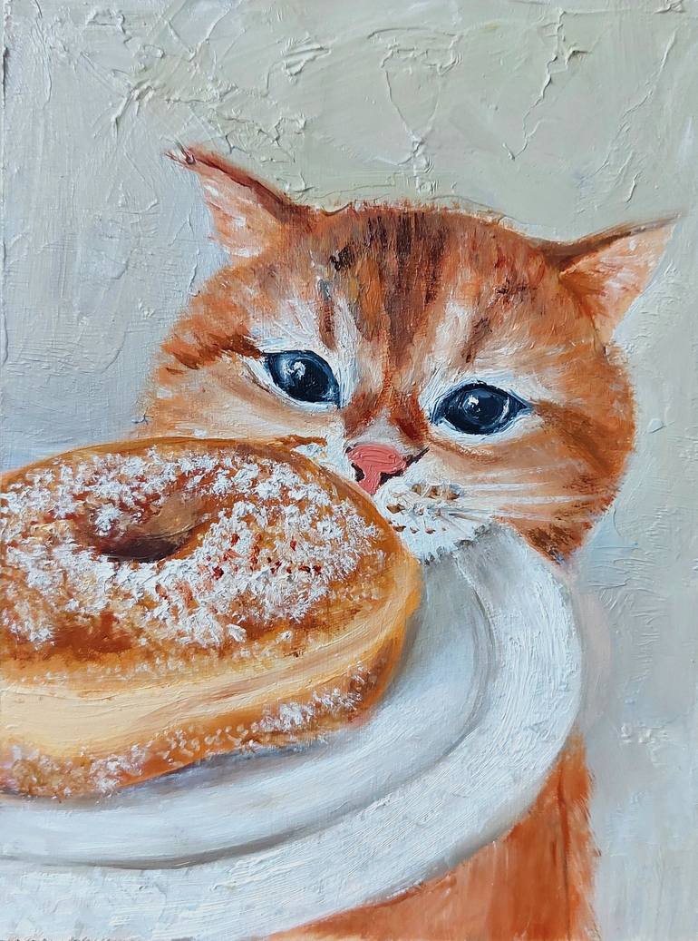 Original Impressionism Cats Painting by Ira Whittaker