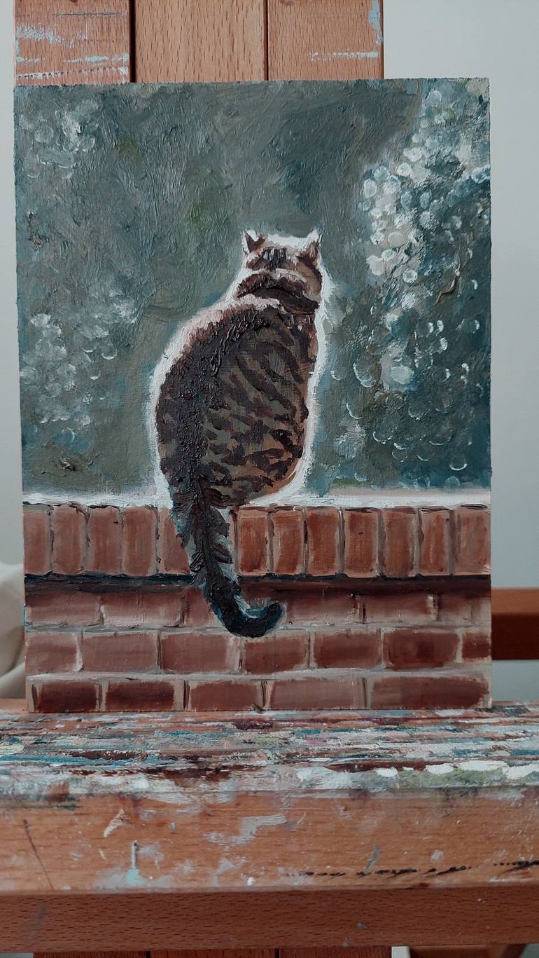 Original Impressionism Cats Painting by Ira Whittaker