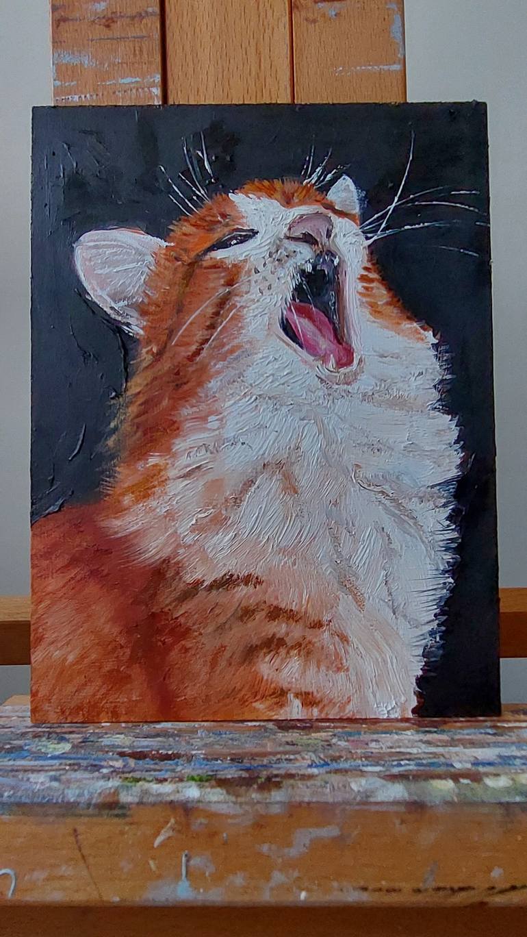 Original Impressionism Cats Painting by Ira Whittaker