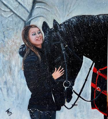 Original Black & White Horse Painting by Ira Whittaker