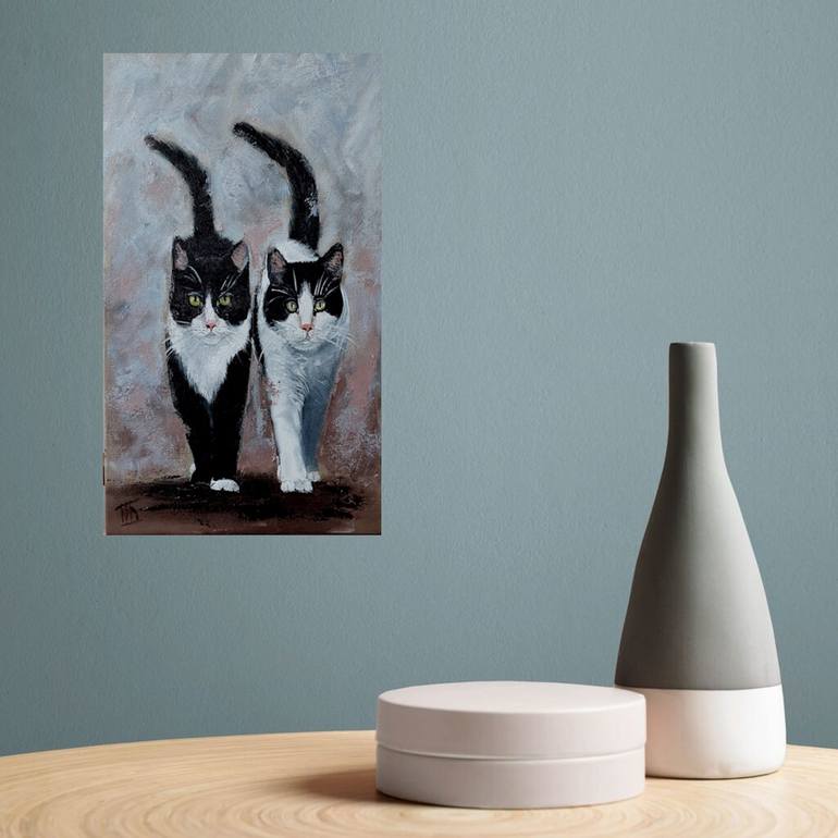 Original Contemporary Cats Painting by Ira Whittaker