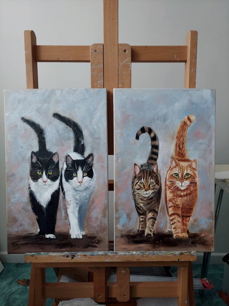 Original Contemporary Cats Painting by Ira Whittaker