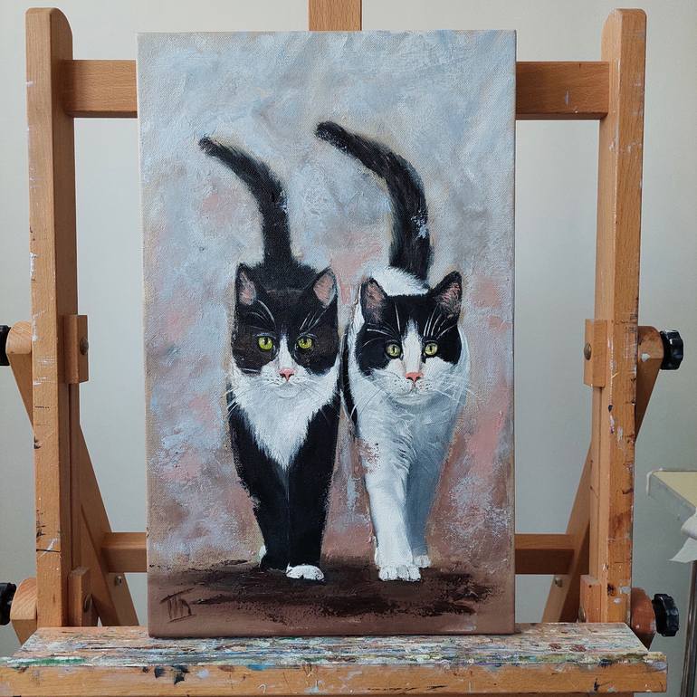 Original Contemporary Cats Painting by Ira Whittaker