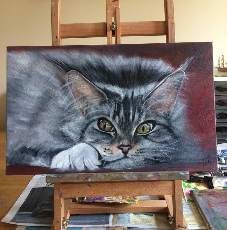 Original Photorealism Cats Painting by Ira Whittaker