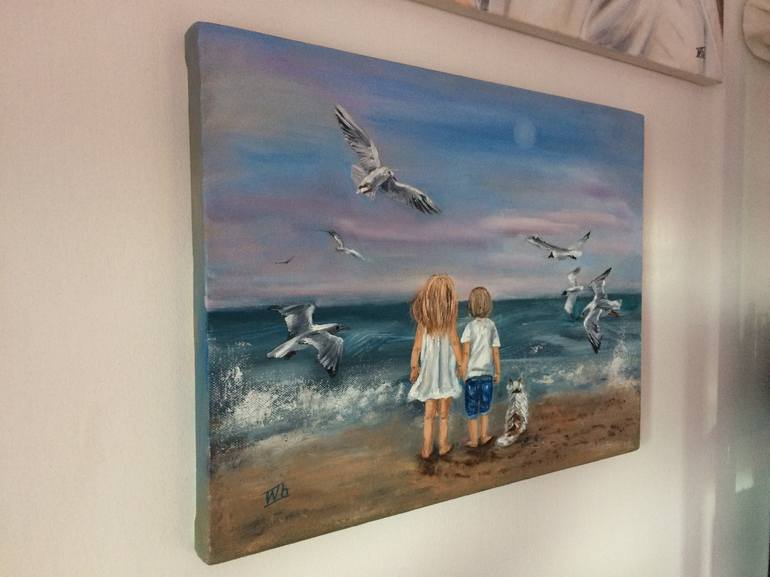 Original Impressionism Children Painting by Ira Whittaker