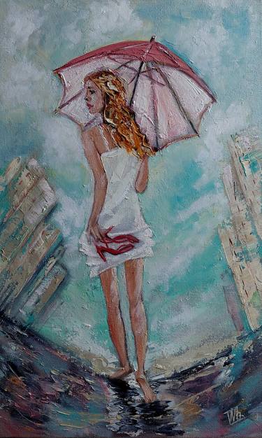 Girl in the summer rain thumb