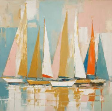 Original Abstract Sailboat Paintings by Alexandra Papadopoulou