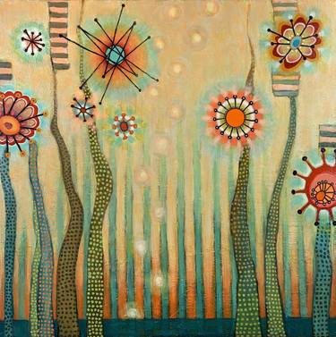 Original Abstract Garden Paintings by Rachel H Paxton