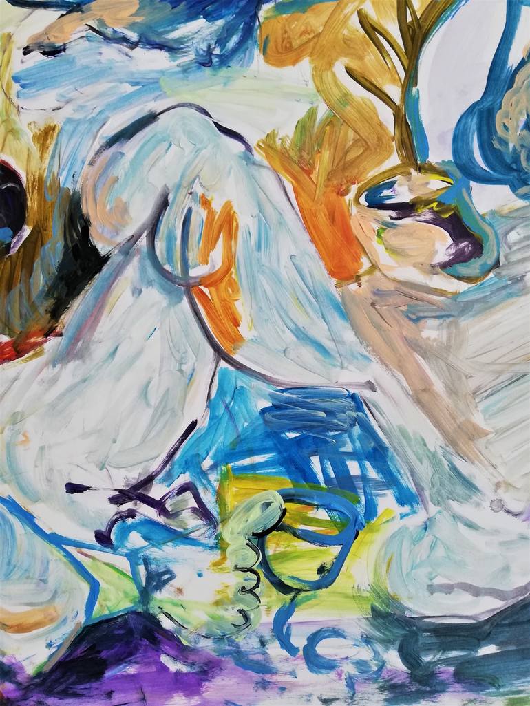 Original Abstract Expressionism Men Painting by Yusuf Ozdamar
