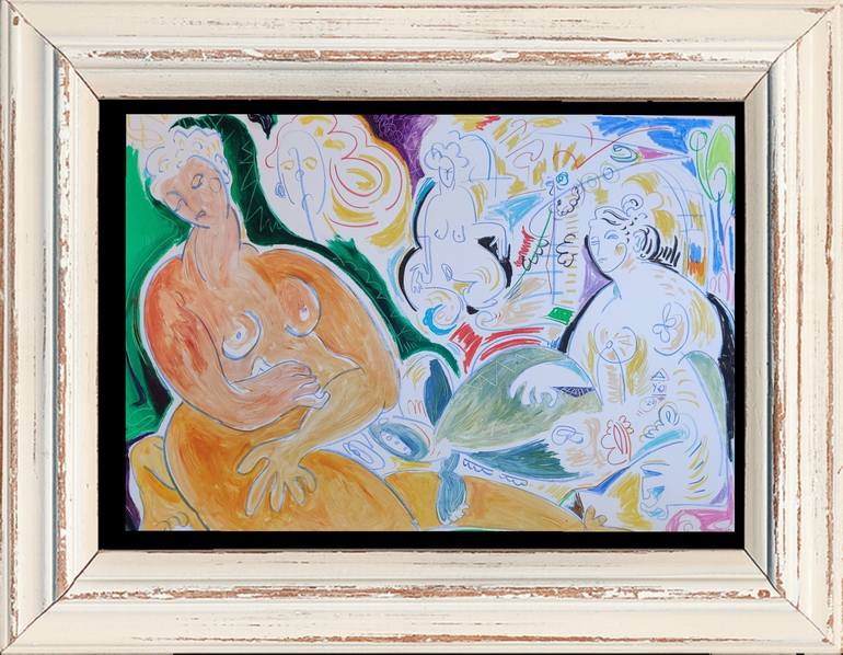 Original Cubism Erotic Painting by Yusuf Ozdamar