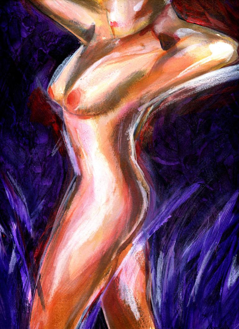 Original Expressionism Nude Painting by Ed Deguz