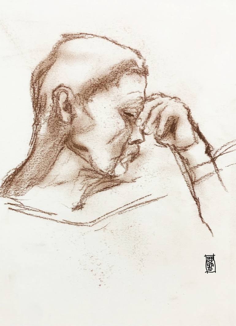 thinking man drawing