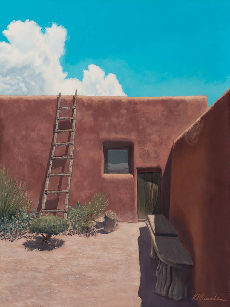 Original Architecture Painting by Kevin H Komadina | Realism Art on Canvas | At Home in Abiquiu