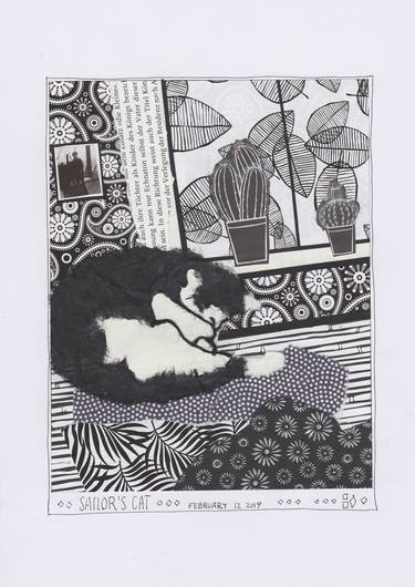 Original Abstract Cats Collage by Hilda Kieseritzky