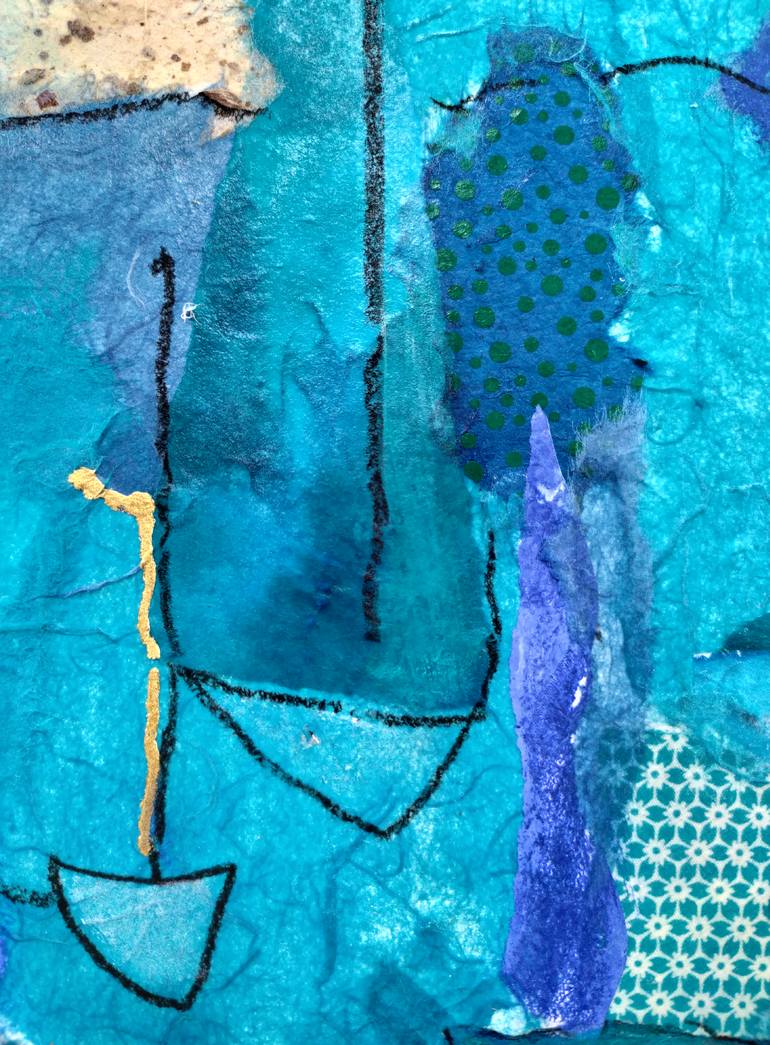 Original Abstract Beach Collage by Hilda Kieseritzky