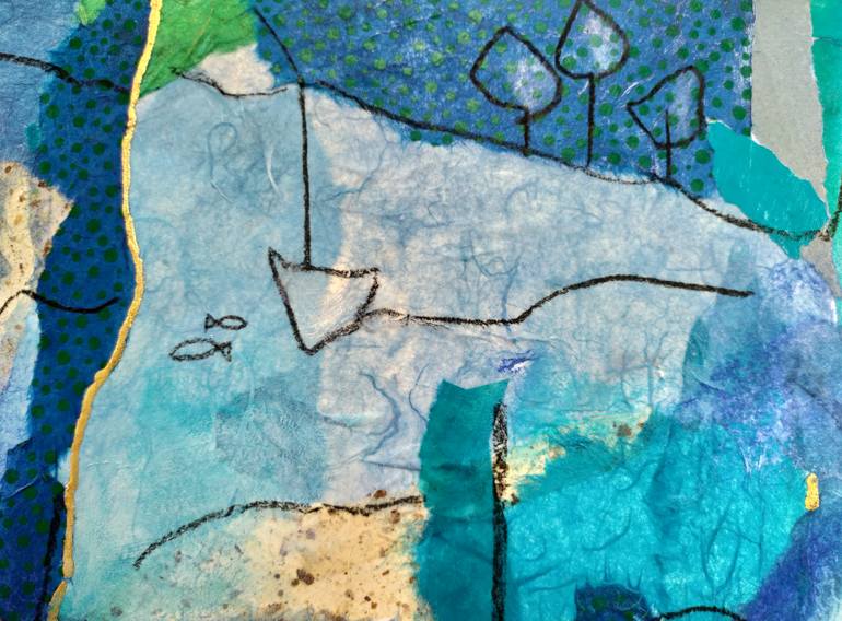 Original Abstract Beach Collage by Hilda Kieseritzky