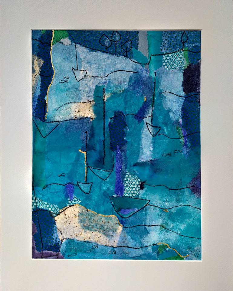 Original Abstract Beach Collage by Hilda Kieseritzky