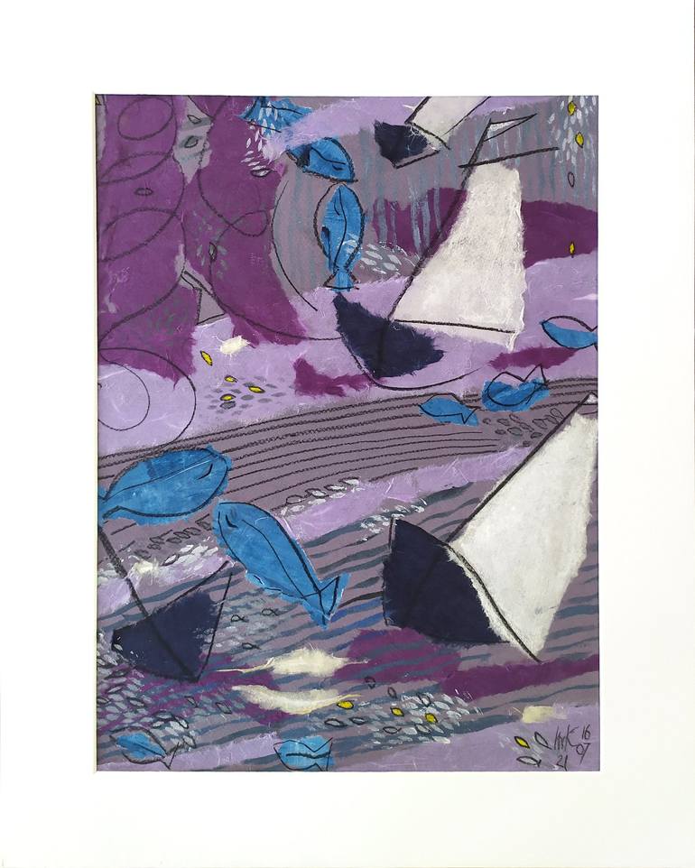 Original Sailboat Collage by Hilda Kieseritzky