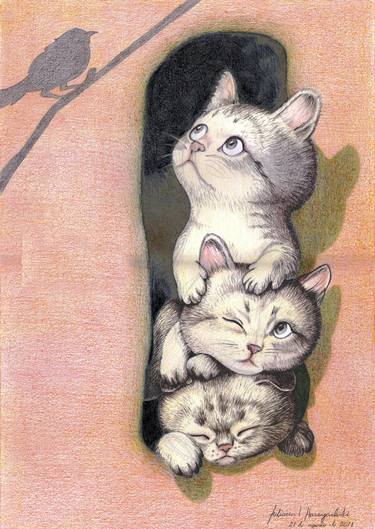 Print of Figurative Cats Drawings by Juliana Valentim