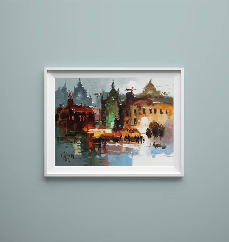 Original Impressionism Cities Painting by Dmytro Meush