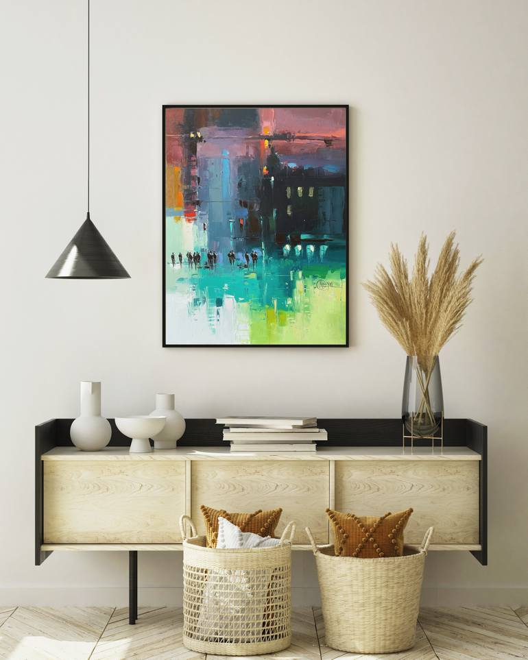 Original Abstract Cities Painting by Dmytro Meush