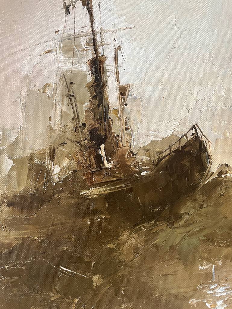 Original Impressionism Boat Painting by Dmytro Meush