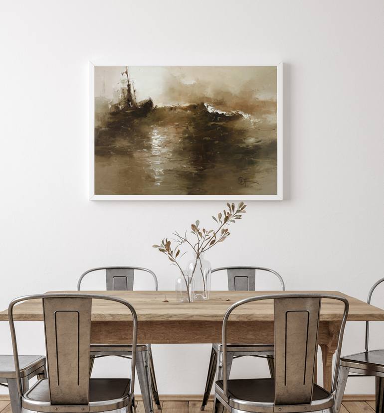 Original Impressionism Boat Painting by Dmytro Meush