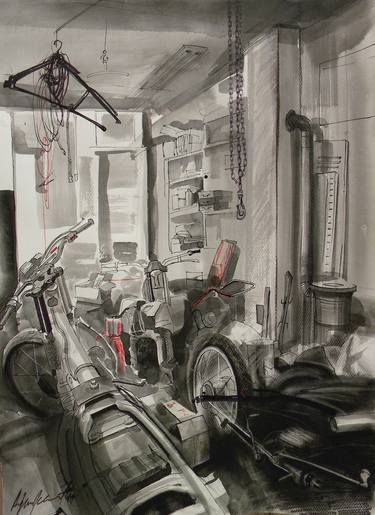 Original Motorcycle Charcoal Drawings For Sale Saatchi Art