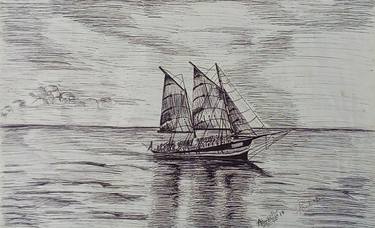 Original Realism Boat Drawings by Paul Awodeyin