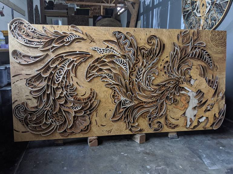 Intricate Laser Cut Wood Relief Sculptures by Gabriel Schama