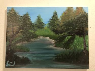 Original Art Deco Landscape Painting by Elizabeth Gutierrez