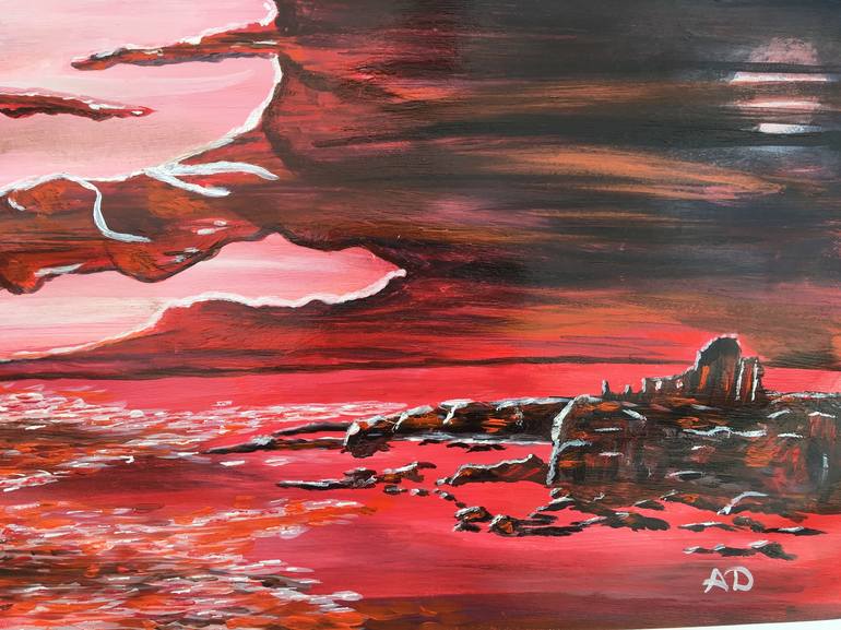 Tantallon Castle Red Painting by Anna Devine | Saatchi Art