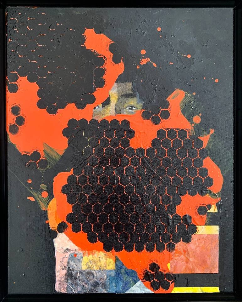 Original Religion Mixed Media by Qiuchen Fan | Figurative Art on Canvas | Out of the Nightmare (Destroyed & Modified #3)
