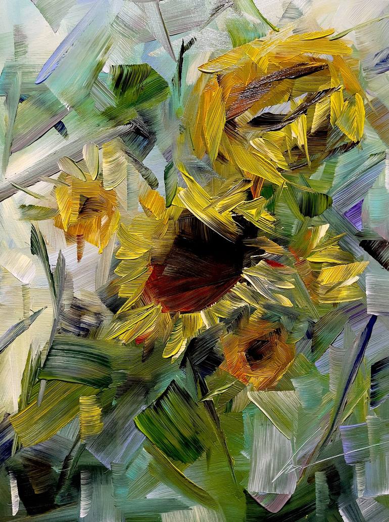 Sunflowers in Aqueous Reverie Painting by Vera Kober | Saatchi Art